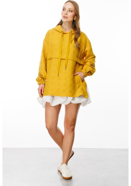 Kapüşon Detaylı Kapitone Sweatshirt-Safran modelleri