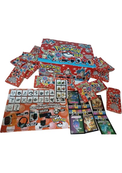 Pokemon Yeni Büyük Kutu 2025 288 Kart + 288 Sticker Orjinal Oyun Kartı 288 Adet