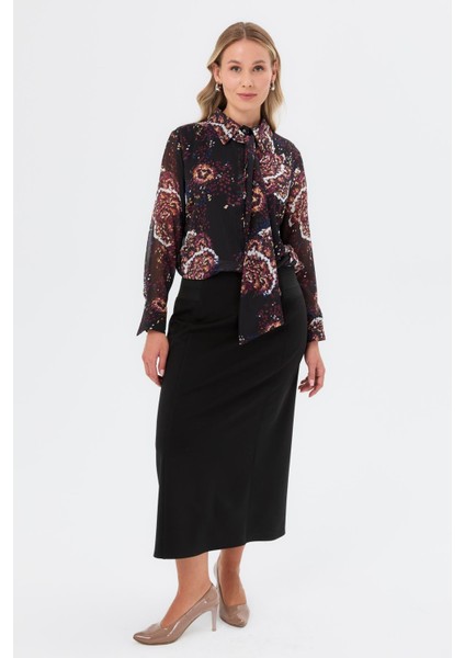 Şifon Büyük Beden Gömlek-Siyah fırsatları