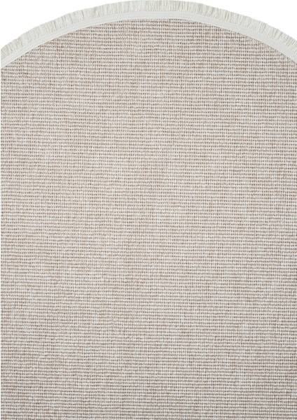 Bej Daire Yuvarlak Saçaklı Modern Dokuma Halı Bej Daire