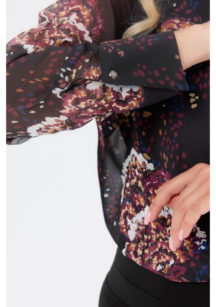 Şifon Büyük Beden Gömlek-Siyah indirimleri