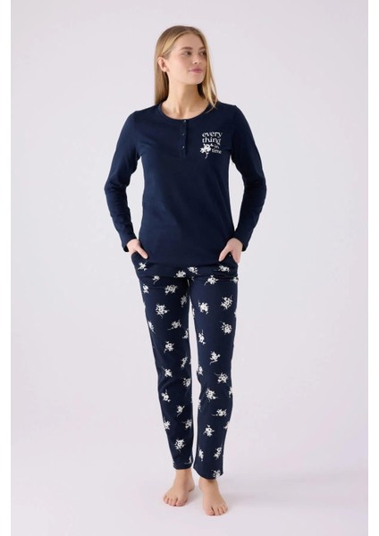 3056 Kadın Every Thing Uzun Kollu Pijama Takım