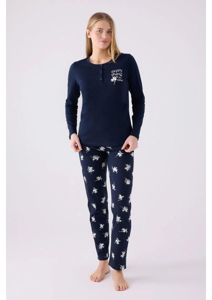3056 Kadın Every Thing Uzun Kollu Pijama Takım