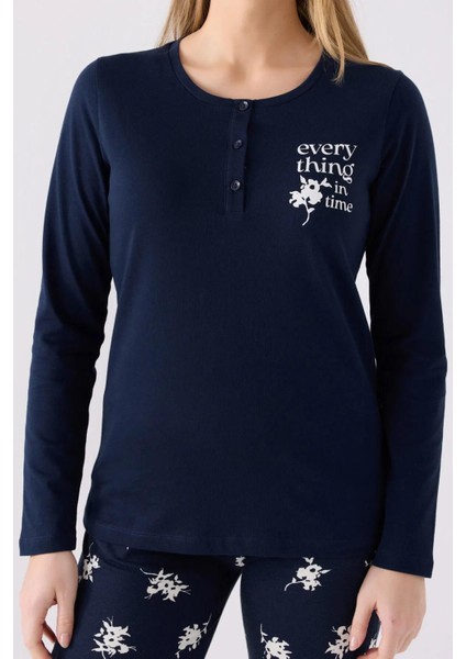 3056 Kadın Every Thing Uzun Kollu Pijama Takım