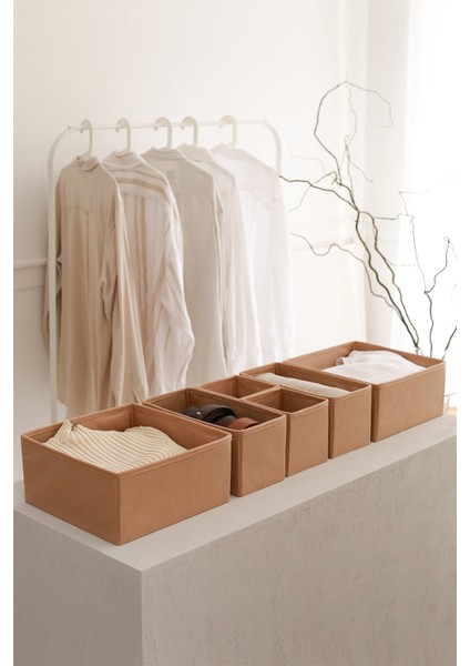 6'lı Bej Çekmece Içi Düzenleyici Organizer Set