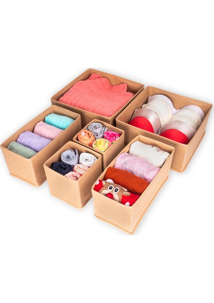 6'lı Bej Çekmece Içi Düzenleyici Organizer Set