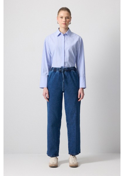 Beli Lastikli Denim Pantolon