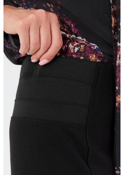 Yanları Lastik Detaylı Büyük Beden Etek-Siyah