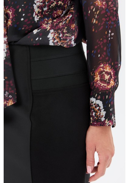 Yanları Lastik Detaylı Büyük Beden Etek-Siyah indirimleri