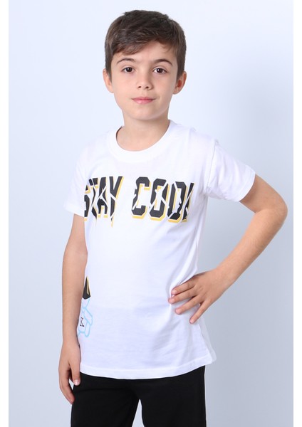 Erkek Çocuk Tişört Stay Cool Baskılı Bisiklet Yaka F18 fiyatları