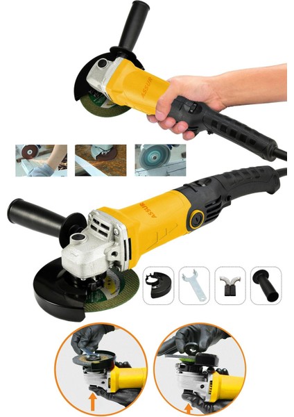 1200W Avuç Taşlama Makinesi 125mm 6 Kademeli Uzun Kuyruk