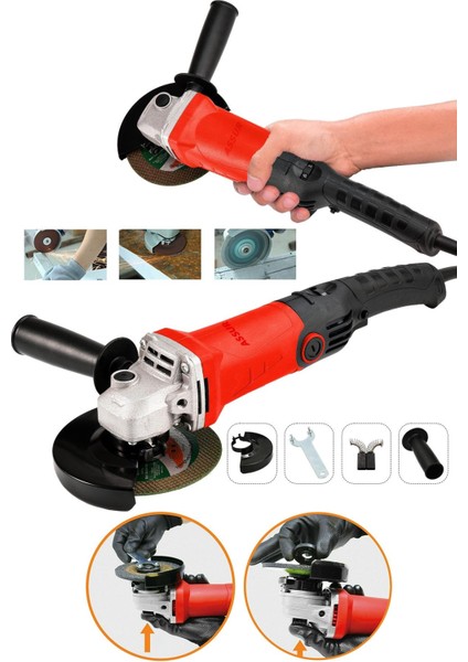 1200W Avuç Taşlama Makinesi 125mm 6 Kademeli Uzun Kuyruk