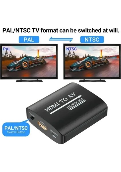 4334 HDMI To Av Rca Tos Çevirici Dönüştürücü Adaptör