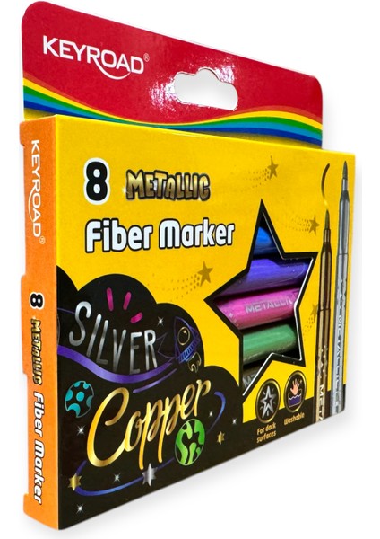 Keyroad Metallic Fiber Marker 8 Renk Keçeli Kalem Seti fiyatları