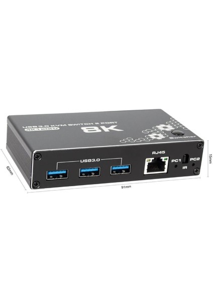 4669 Kumandalı USB 3.0 4K HDMI Kvm Switch 2 Port RJ45 Ethernet Pc Kasa Klavye Mouse Çoklayıcı