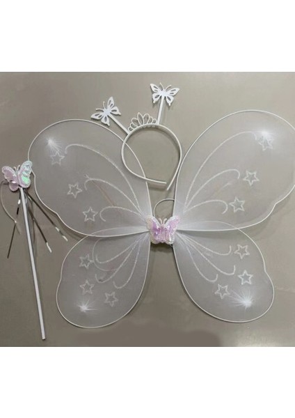 Beyaz Renk Kelebek Kanadı Tacı Ve Sopası fiyatları