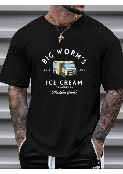 Ice Cream Baskılı Basic T-Shirt