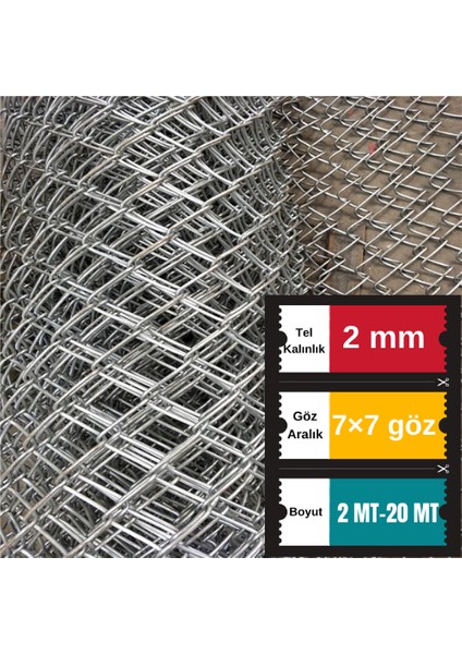 2 mm Kalınlık 7×7 cm Göz ( 2 METRE-20METRE ) Galvanizli Helezon Bahçe Çit Tel Örgü