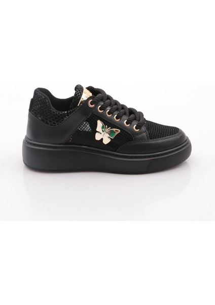 B1007 Kadin Fileli Aksesuarli Sneakers Ayakkabi