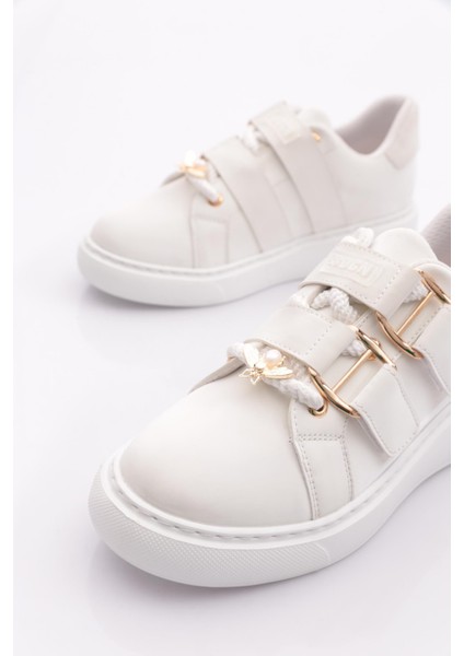 B1005 Kadin Aksesuarli Kemer Detayli Sneakers Ayakkabi