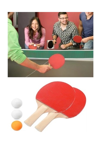 Ping Pong Masa Tenisi Seti Tenis Raketi Seti 2 Raket + 3 Ping Pong Topu Spor Aksesuarları