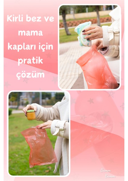 Kirli Bebek Bezi Çöp Poşeti Çanta Boy Kırmızı Taşıma Çantası ve 2 Rulo (30 Poşet)