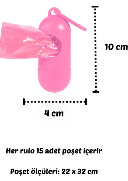 Kirli Bebek Bezi Çöp Poşeti Çanta Boy Pembe Taşıma Çantası ve 2 Rulo (30 Poşet)