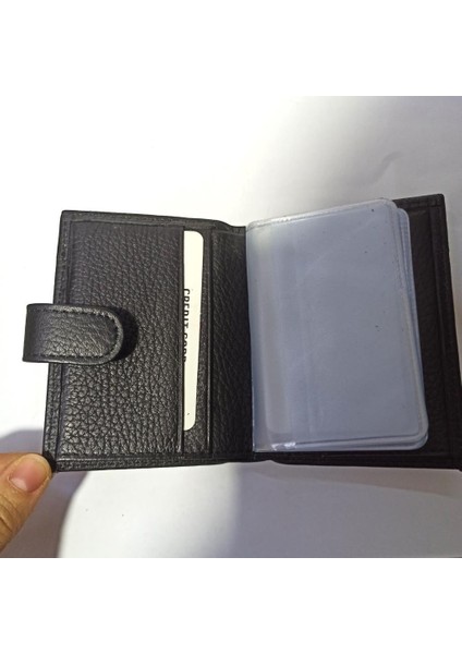 Karalı Özel Deri 20 Kartlık Kredi Kart Cüzdanı 10 cm x 8 cm fırsatları