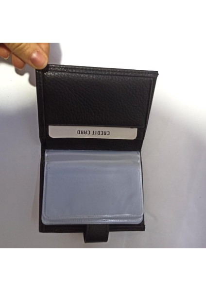 Karalı Özel Deri 20 Kartlık Kredi Kart Cüzdanı 10 cm x 8 cm indirimleri