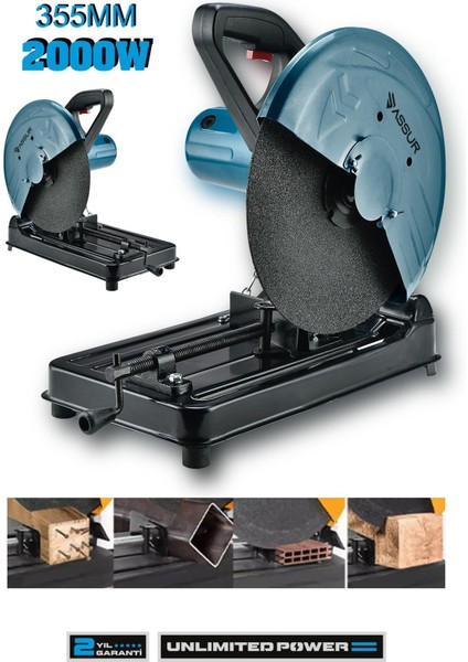 2000W Bakır Sargılı Metal Şanzıman 355 Mm Profil Metal Kesme Makinesi