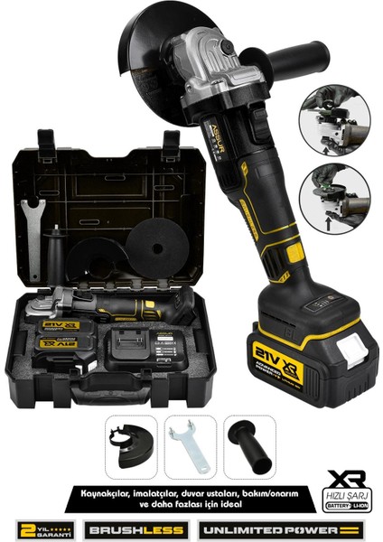 21V Çift Akülü 125mm Kömürsüz Şarjlı Taşlama