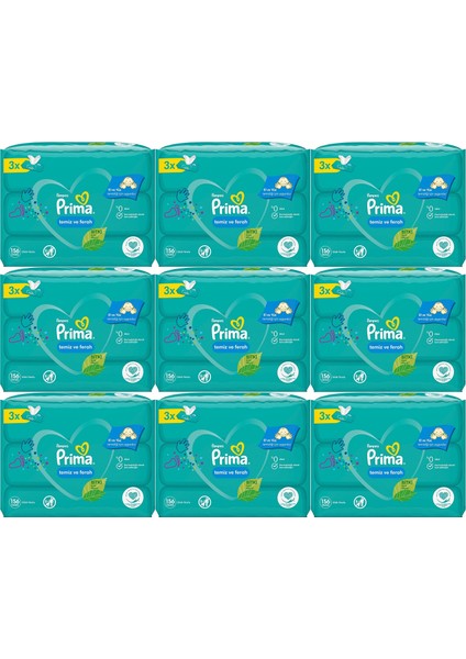 Islak Havlu Mendil Temiz ve Ferah (Bitki Bazlı) 27 Li Set (9pk*3) 1404 Yaprak