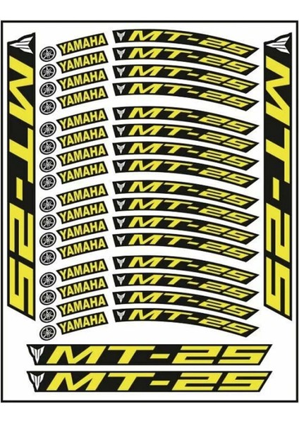 Yamaha Mt-25 Florasan Sarı Baskı 1 Set Jant Şeridi