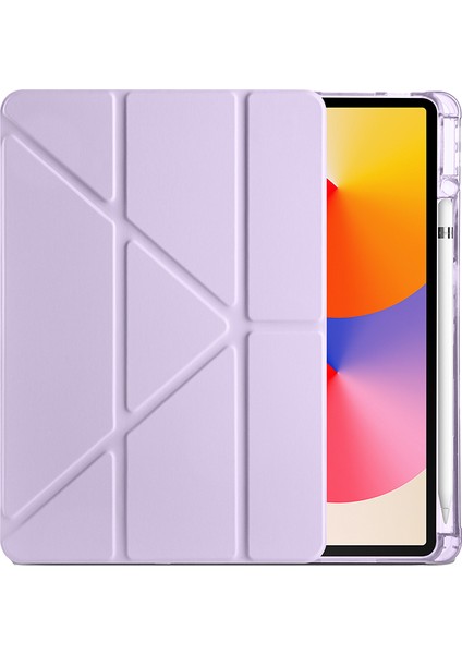 Honor Pad X8A 11 Inç Uyumlu Uyku Modlu Standlı Kalemlikli Trifolding Fuchsia Tablet Kılıfı