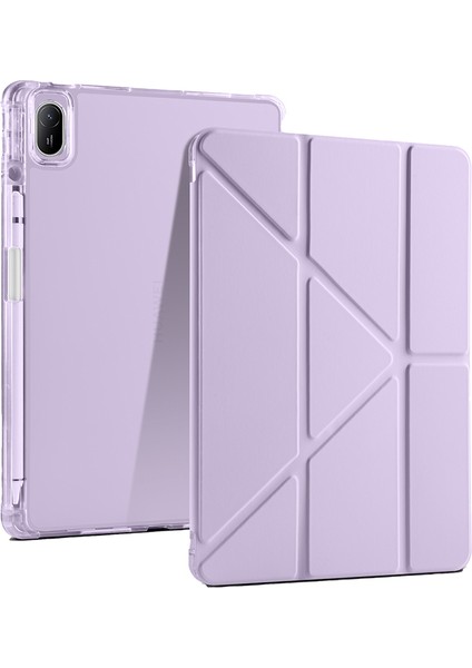Honor Pad X8A 11 Inç Uyumlu Uyku Modlu Standlı Kalemlikli Trifolding Fuchsia Tablet Kılıfı
