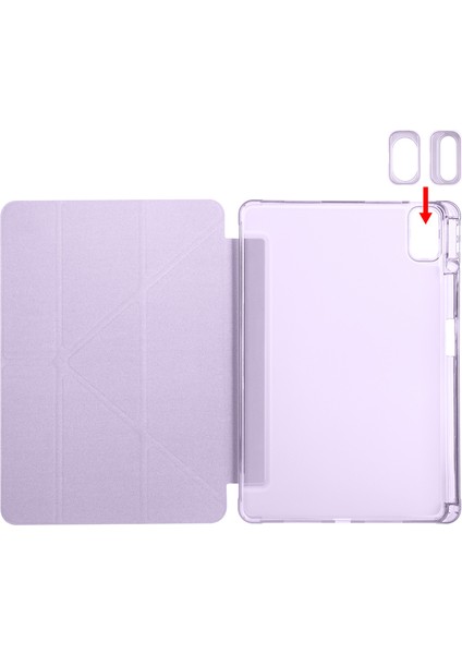 Honor Pad X8A 11 Inç Uyumlu Uyku Modlu Standlı Kalemlikli Trifolding Fuchsia Tablet Kılıfı