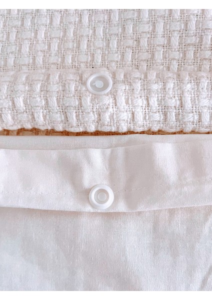 Bebek %100 Pamuk Çift Taraflı Pike ve Poplin Fırfırlı Nevresim Takımı _pike Hasır-Ekru/poplin Çiçek DESEN_100*150