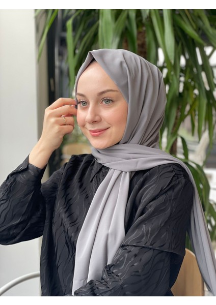Koyu Gri Sima Medine İpeği Şal
