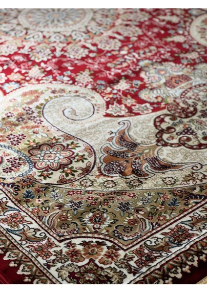 Asaryün Halı Ipek H4030 Bordo Ipeksi Geleneksel Renkli Göbekli Klasik Desen Salon Halısı Modern modelleri