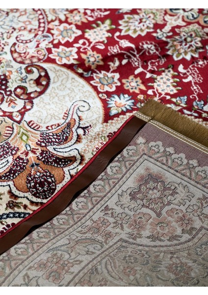 Asaryün Halı Ipek H4030 Bordo Ipeksi Geleneksel Renkli Göbekli Klasik Desen Salon Halısı Modern fırsatları