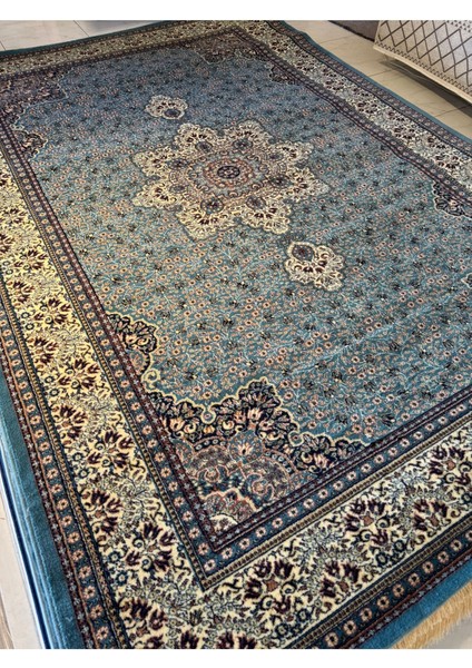 Baharistan Premium PREM02 Göbekli Klasik Salon Halısı Özel Desen Iran Halısı Tarzı Mavi