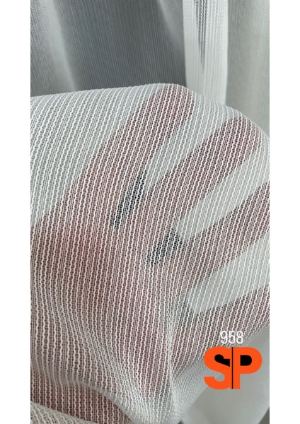 Ekru Ince Simli,ince Çizgili,kırışmaz Ütü Istemez Düz Tül 1/3 Pile