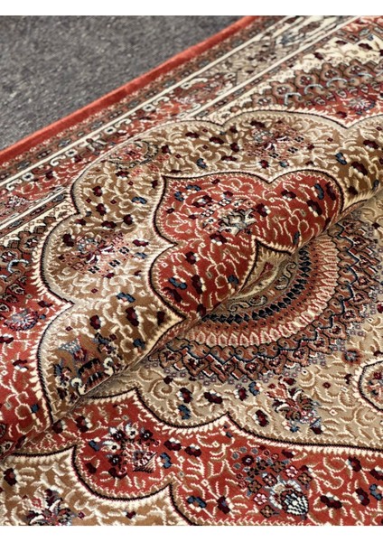 Mda Premium Collection PE0758 Göbekli Klasik Salon Halısı Özel Desen Iran Halısı Tarzı Kiremit Bej
