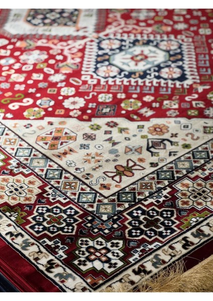 Asaryün Halı Ipek H4320 Bordo Ipeksi Geleneksel Renkli Göbekli Klasik Desen Salon Halısı Modern modelleri