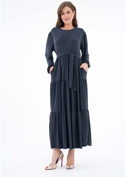 3 Boğumlu Cepli Sandy Elbise