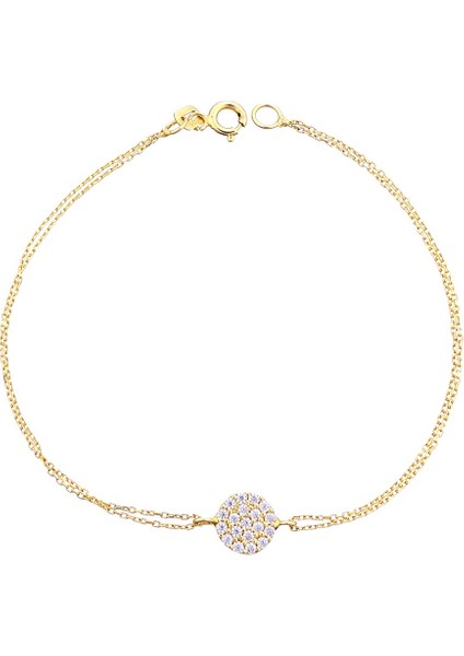 14 Ayar Altın Taşlı Daire Bileklik fırsatları