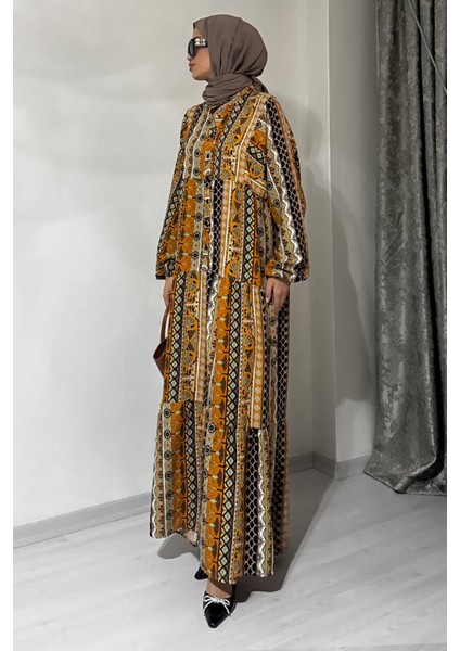 Viskon Bohem Desenli Tesettür Elbise fiyatları