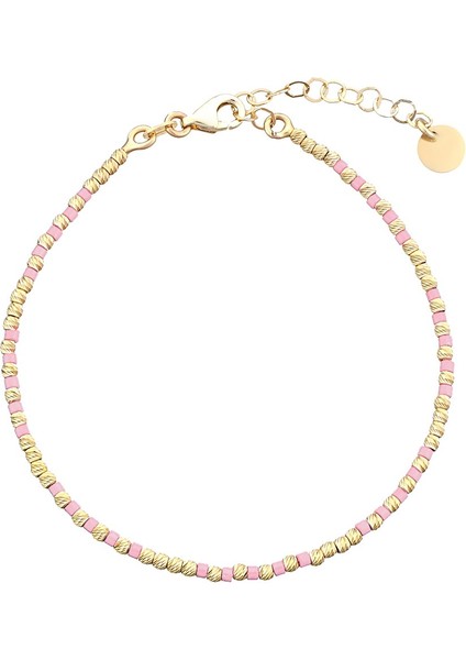 14 Ayar Altın Pembe Mine Boncuk Bileklik fırsatları