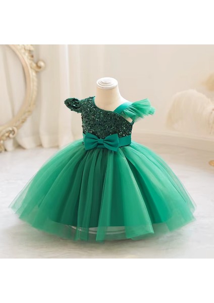 Tek Omuzlu Payetli Kız Çocuk Mezuniyet - Abiye Elbise