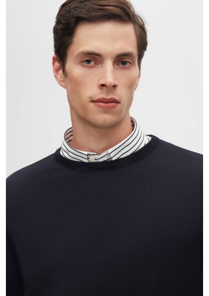 Regular Fit Lacivert Pamuk Karışımlı Triko Kazak 5HF06ORT12004 modelleri